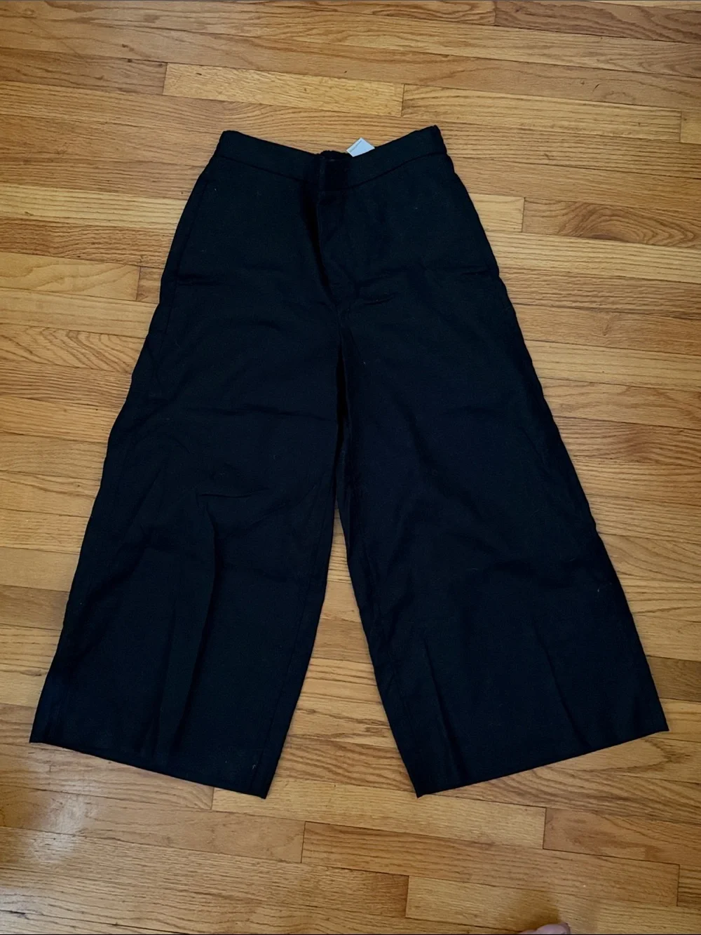 BANANA REPUBLIC, Black Wide-Leg Linen Blend Pants